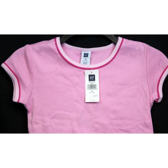 NEW Gap Factory 2pc Outfit Pink Tshirt Striped Shorts sz Med 7/8 Cotton Summer - Picture 3 of 10